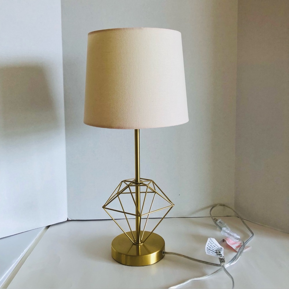 Target Pillowfort Geometric Diamond Table Lamp Pink Gold Height 20" Cord 60"